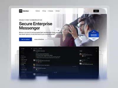 Mention | Secure Enterprise Messenger Hero Section b2b chat app clean design end to end encryption enterprise ui figma hero section landing page messenger privacy first saas secure communication secure messaging slack slack alternative startup design traditional ui design ux design web app