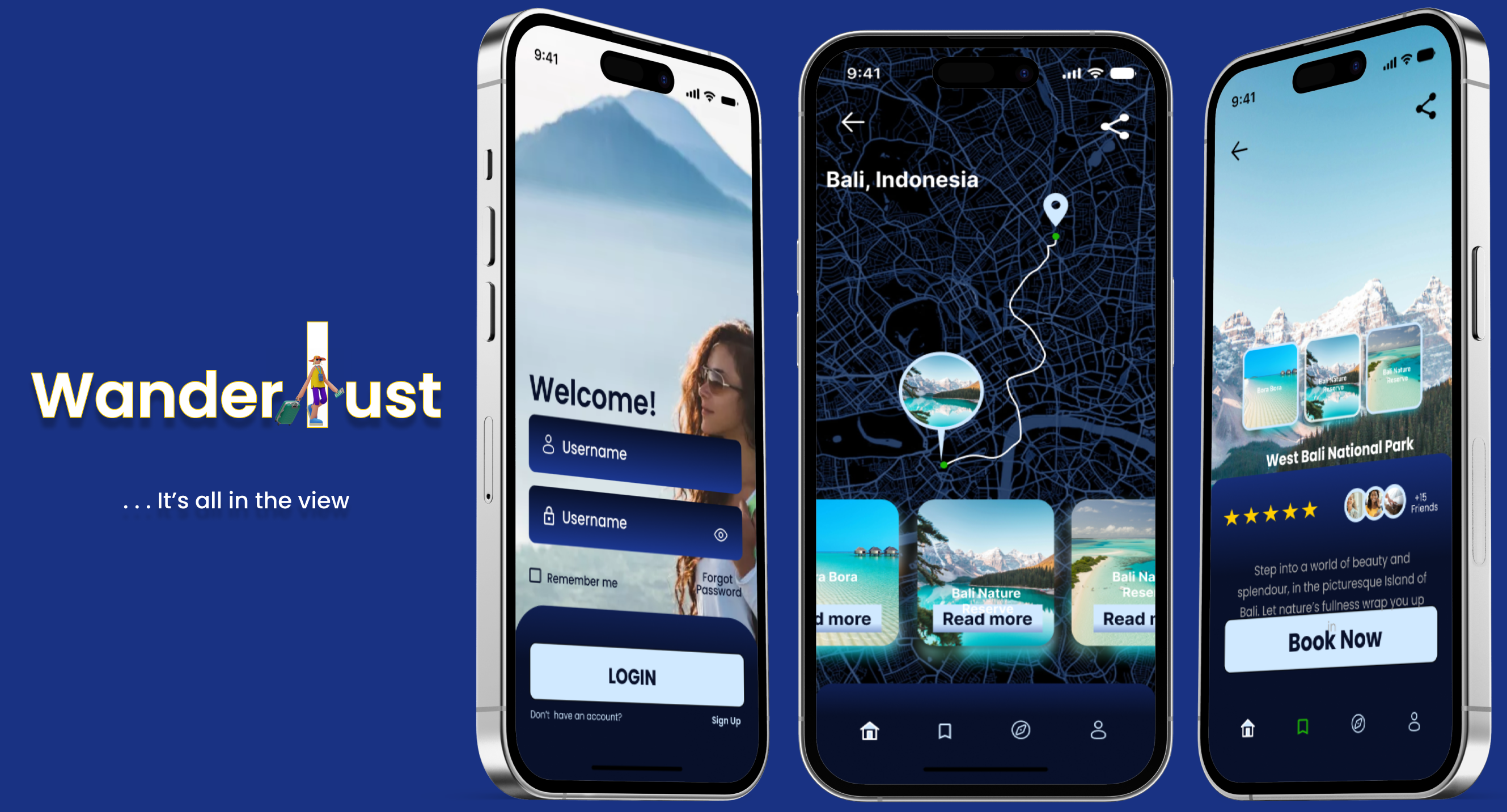 Wanderlust App Interface Design (tourist guide app) destinations app hotel app tourist guide app travel app
