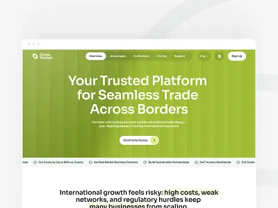 Cross-Border Trade Landing Page ✸ B2B Platform about b2b button clean layout commerce features header hero landing landing page marketplace minimal ui responsive saas ui ux web concept