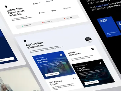 Mention | Security Features Page for Enterprise SaaS b2b software bento card cta button cybersecurity dark mode card data privacy end to end encryption enterprise ui figma design information architecture key management product feature saas security secure messaging trust badge web design