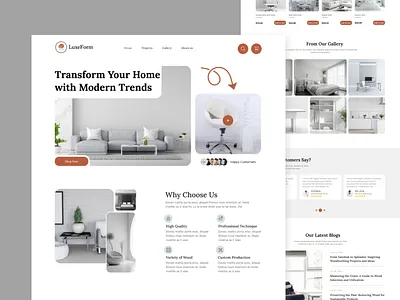 Modern Furniture Landing Page creative design furniture furniture design furniture landing page furniture ui furniture website home decor interior design landing page modern furniture modern ui design modern website uiux design web design website design