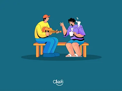 Chaifi - Chill with Music - Illustration branding character concept design graphic design illustration illustrator logo play guitar singing tea stall youth