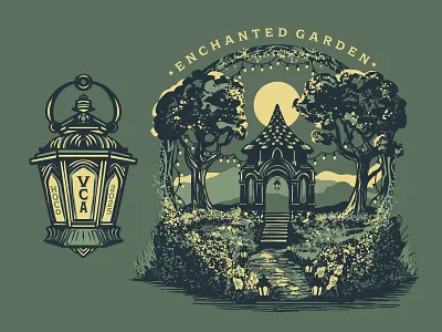 Enchanted Garden Shirts/Design/Illustration artwork design drawing eink enchanted environment flowers forest garden gardens graphic design illustration landscape lantern light magical nature procreate surreal tshirt