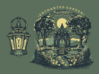 Enchanted Garden Shirts/Design/Illustration artwork design drawing eink enchanted environment flowers forest garden gardens graphic design illustration landscape lantern light magical nature procreate surreal tshirt