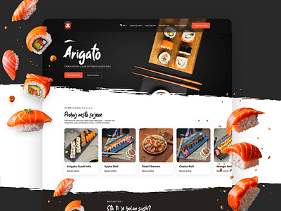 Arigato Sushi Bar – Modern Restaurant Website Design bar website design creative web design food beverage website fun website design modern restaurant branding one page website restaurant landing page restaurant website design sushi bar web design sushi website uiux design wordpress restaurant site