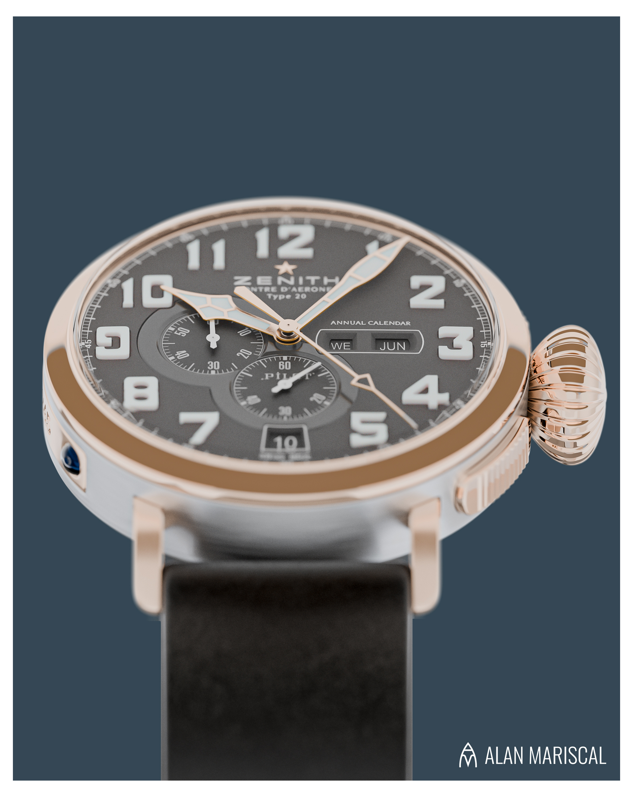 Zenith Pilot Product Visualization - E Catalogue 3dwatch blender cgi jewelry productvisualization timepiece watches wristwatch zenith