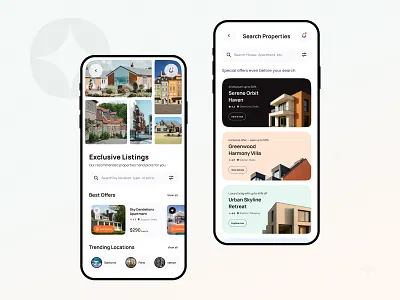 Real estate app - Exclusive Listing & search cleaninterface dashboardui designinspiration homesearchapp interactiondesign minimaldesign mobileappdesign modernui productdesign propertyapp propertymanagement realestateapp realestateui saasdesign uiuxdesign