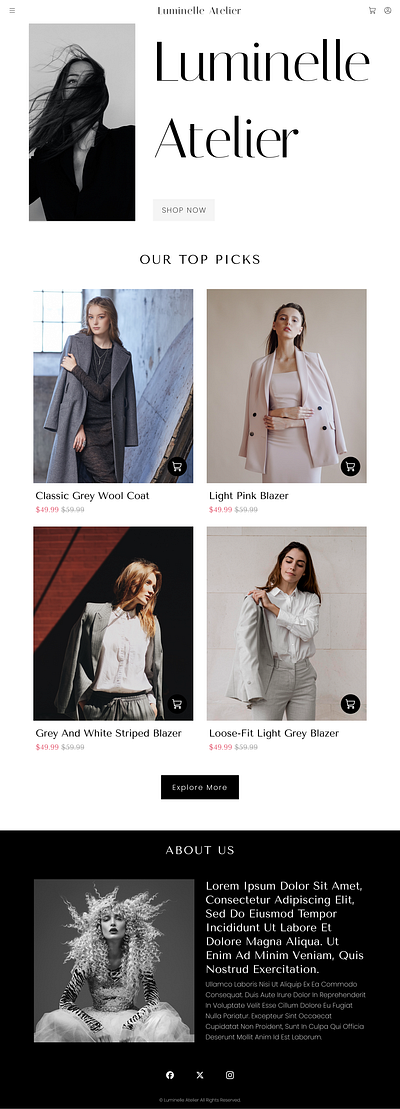 Minimal Clean E-commerce Homepage UI for a Clothing Brand clean clothing e commerce ecommerce fashion graphic design high end homepage landing page luxury minimal modern shopify shopping simple ui web design website