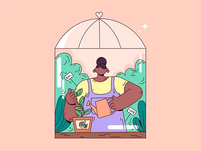 Growing organic 2d character concept design illustration vector visual