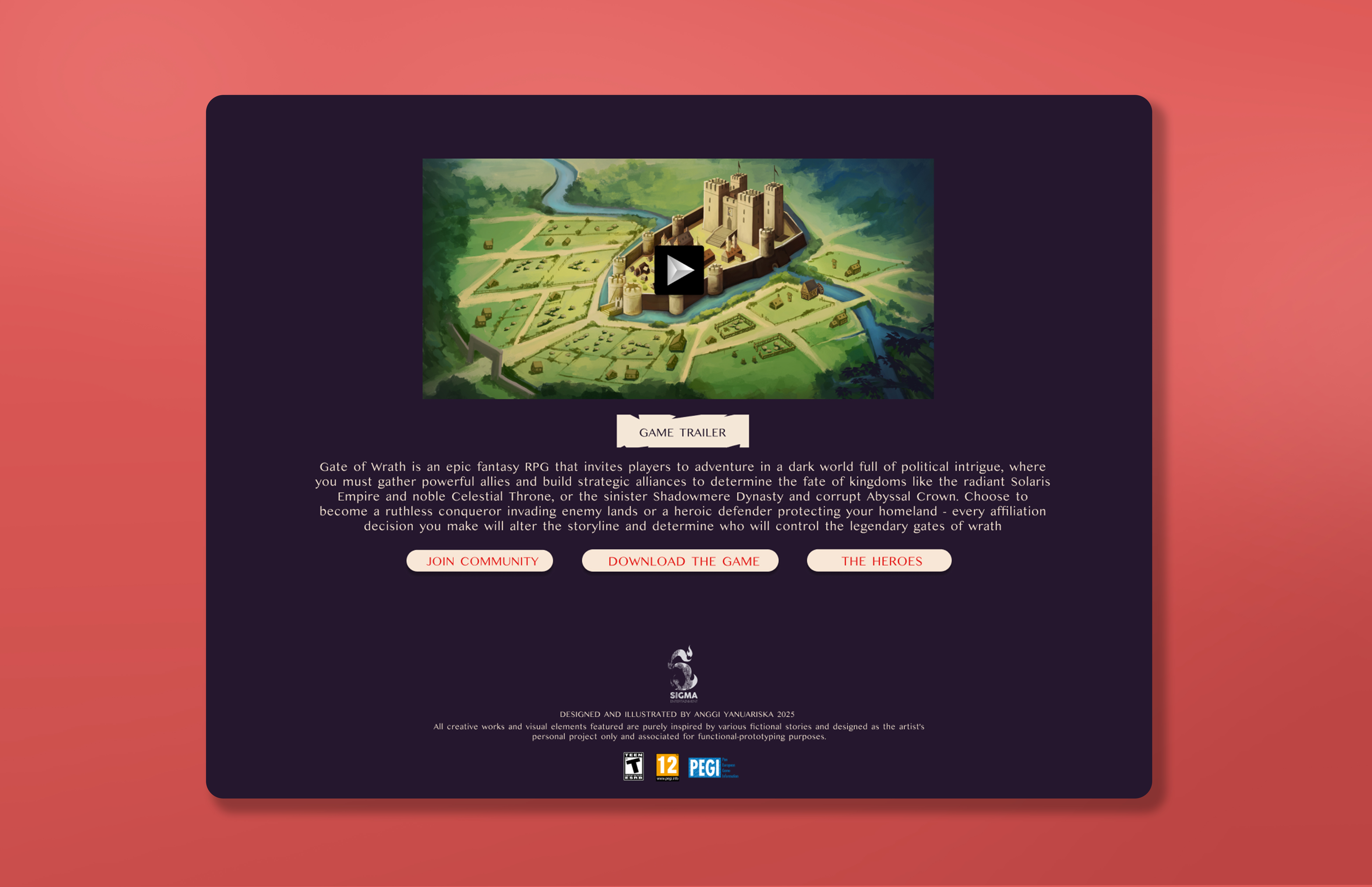Example of Website Design Project For Game