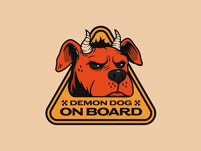 Demon Dog baby onboard bone demon devil dog graphic design sign sticker