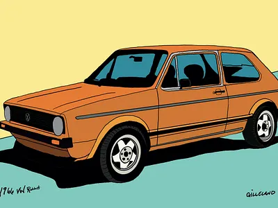 1976 Volkswagen Rabbit 1976 automotive car illustration illustration orange rabbit volkswagen