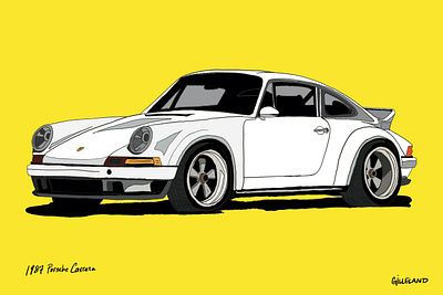 1987 Porsche 911 automotive car illustration illustration porsche porsche 911 white yellow
