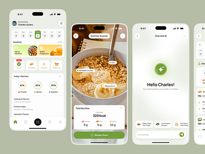 NutriMate – Nutrition & Meal Planning App ai clean design diet eating app figma food healthy meal meal planner minimalist mobile app nutrition nutrition app nutrition goal nutritionist tracker ui wellness app