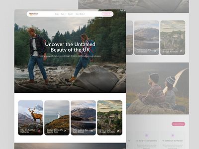 Wanderly Tours: UK Travel Experience Website graphic design landing page ui website design