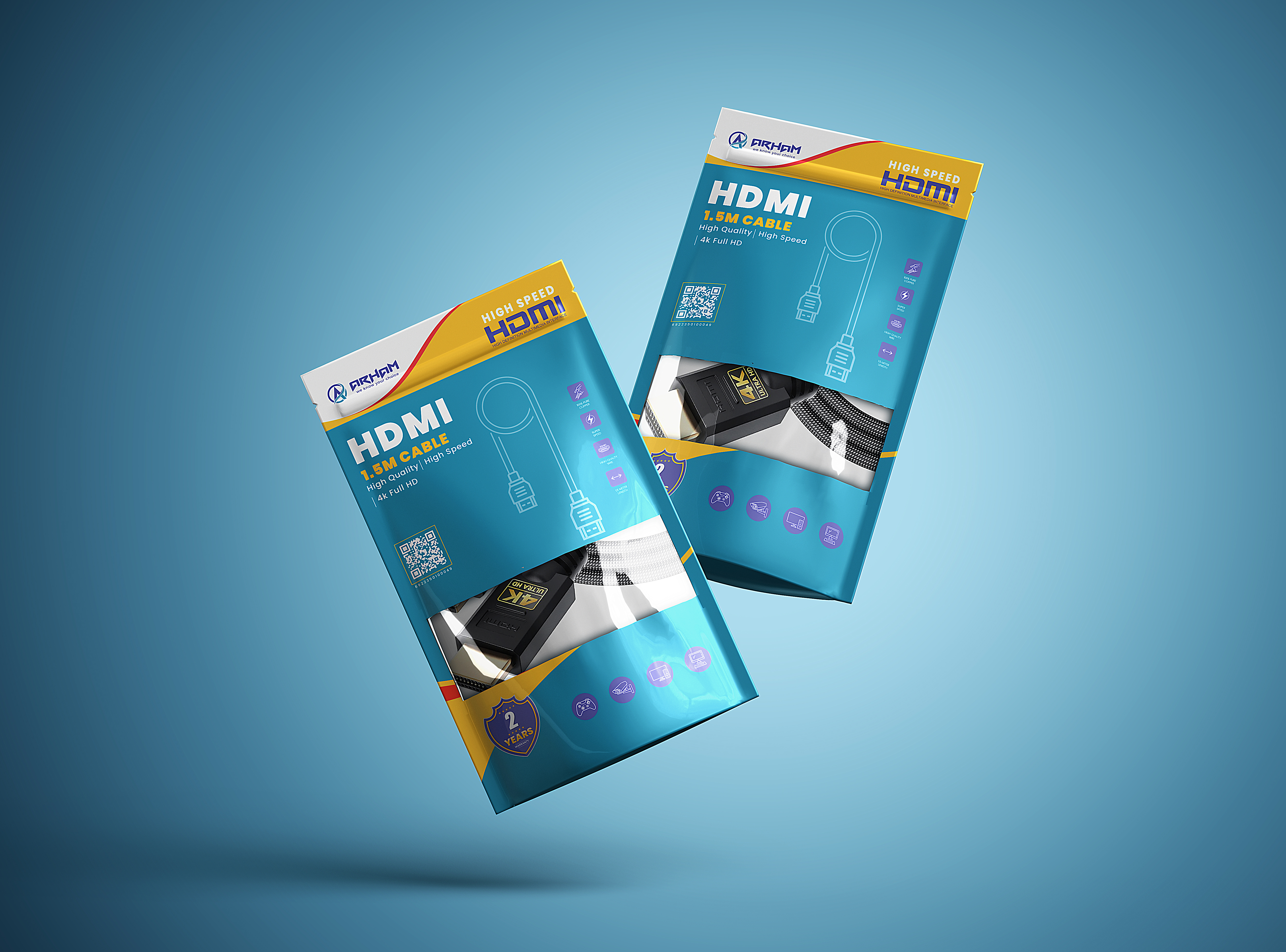HDMI Cable Design_Electronics Packaging box design branding cable design cable packaging design electronics packaging hdmi cable packaging design pouch design print design tech accessories design