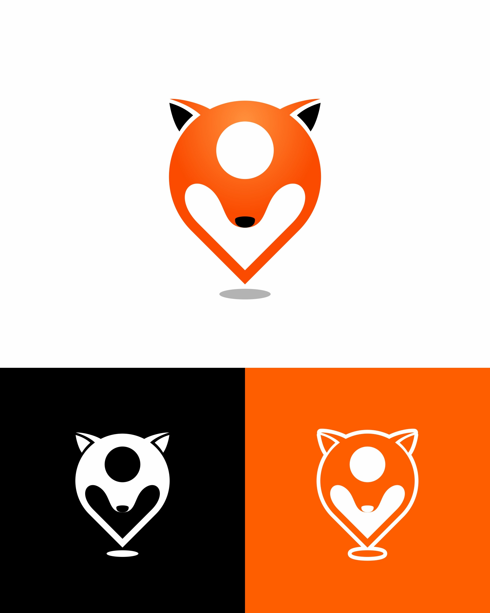 Fox Pin Logo (For Sale) animal branding design fox graphic design icon illustration logo logodesign map pin wolf