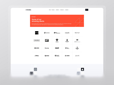Enorm Technology | Client Logos & Partner Trust Section UI b2b design brand credibility clean ui client logos client testimonial consulting ui enterprise layout framer development minimalist grid partner carousel partners responsive design testimonials trust signals white background