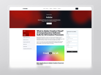 Enorm Technology | Adobe Creative Cloud Product Overview UI adobe integration b2b product detail clean web ui contact form creative software dual column layout enterprise ui figma lead generation ux modular layout product documentation product page saas product ui seo content design
