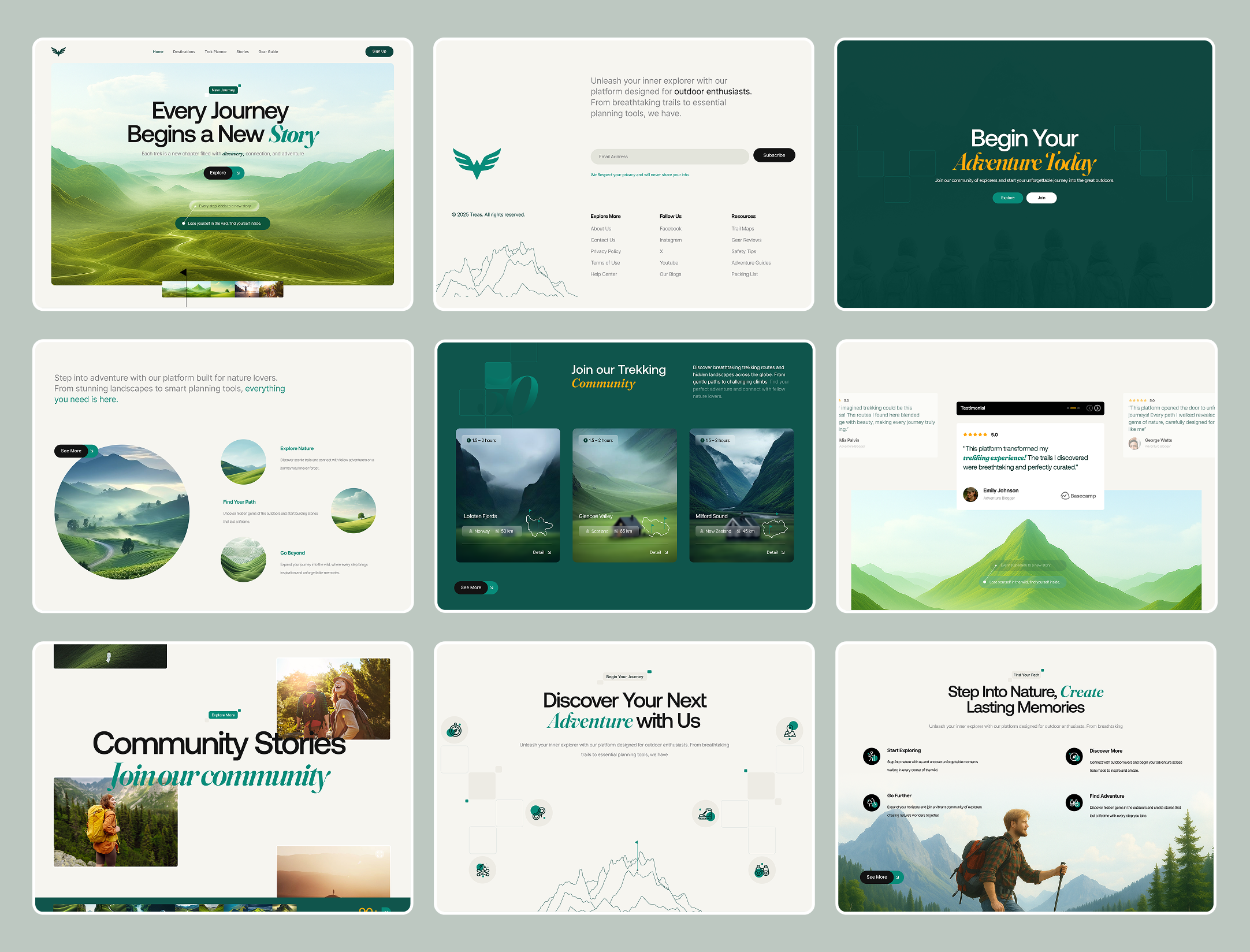 Example of Trek Planner - Landing Page