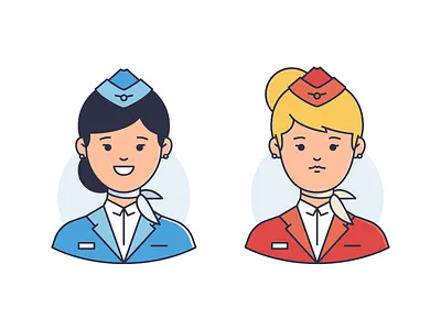 Cute flight attendant icons 2d airplane avatar branding cute cute flight attendant icons design graphic design icon illustration stewardess
