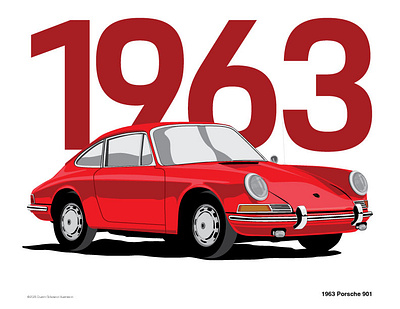 1963 Porsche 901 automotive car illustration graphic design illustration porsche porsche 901 red