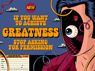 How to achieve greatness design eye figurative art greatness human illustration psychedelic retro surrealism trippy typography vector vintage
