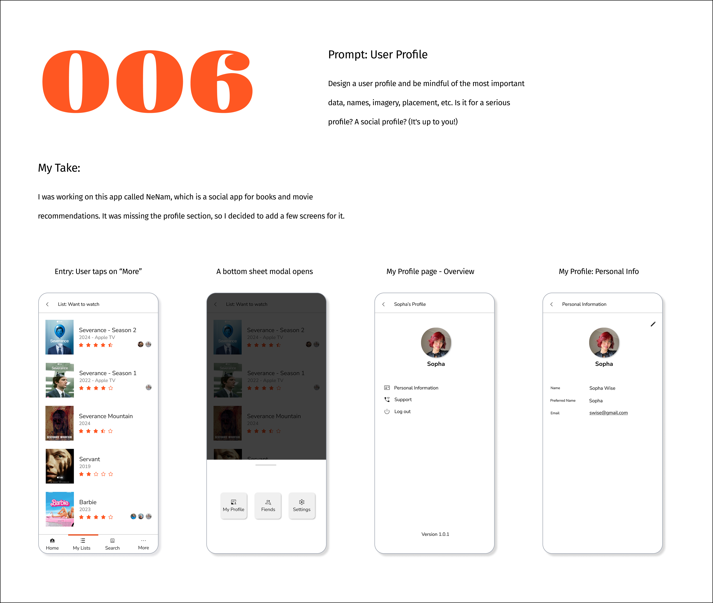 006 - User Profile dailyui mobile ui