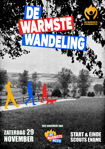 De warmste wandeling (for a good cause) advertisement flyer graphic design illustation