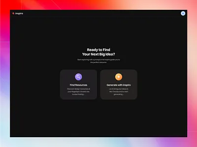 Choose Your Creative Path – Initial Page ai bentocard best darkmodeui design generate image generation minimal onboarding saas ui ux webapplication