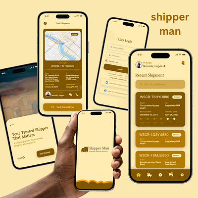 shipperman shipping and logistics mobile app ui design deliver delivery graphic design illustration logistics mobile app ship shipping uiux ux