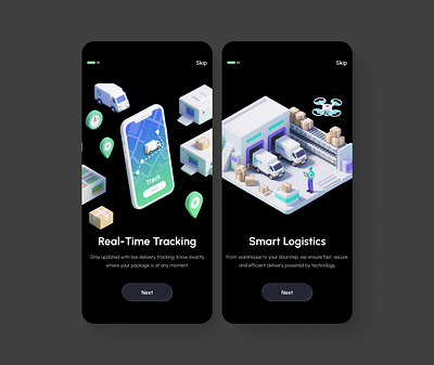 Logistics - Onboarding flow cargo delivery app design interface logistics logistics app mobile mobile app mobileapp onboarding onboarding flow package delivery product design ui ui design uiux ux ux design