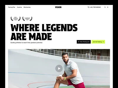 Vision - Sport Training Coach for Athlete agency athlete athletic branding center coach community company course design elementor landing page sport training ui webflow website wordpress