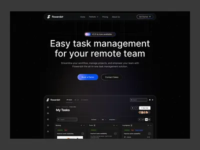 Task Management Hero clean design dark mode design financial hero landing page management app saas task task management ui uiux web design workflow