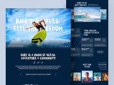 Aquora - Surfing Website Concept beach board clean design hawaii holiday homepage landing page ocean summer surf surfboard surfer surfing surfing website travel ui wave web design website