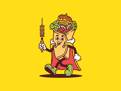 Royal Kebab - Retro Mascot art cartoon character character design digital illustration food food mascot fun illustration kebab kebab mascot logo mascot retro royal vector