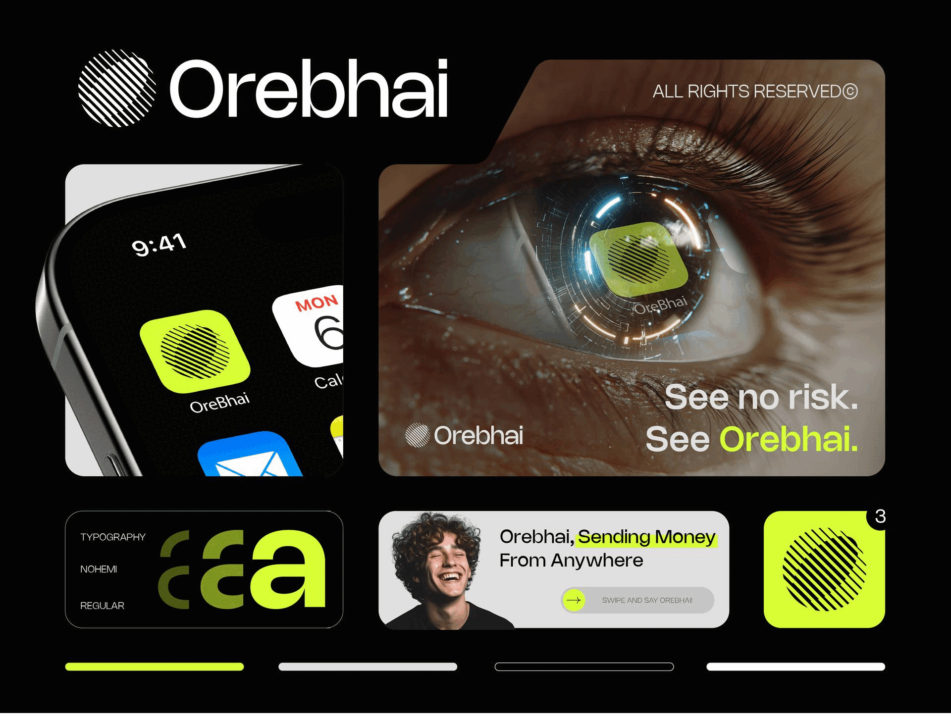 Orebhai - Demo Brand Identity Design for a Fintech Brand banking blockchain brand guidelines brand identity branding creative logo crypto design finance financial app fintech fintech app fintech logo logo logo design modern logo send money tech technology visual identity