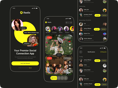 Social Media Video Chat App - UI Concept app app design app interface application ui chat datingapp ios matchmakingapp mobile app mobile ui social app social media mobile app social network swipeapp ui design ui ux design video video chat