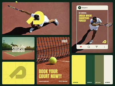 Smash- Tennis Brand Identity brand book brand guideline branding design graphic design identity logo logo mark modern logo poster sport sport branding sports tennis tennis academy tennis game typography visual identity