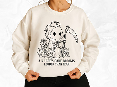 Halloween nurse t shirt design creepy dark design ghost halloween medical nurse roses scythe spooky tshirt typography vector