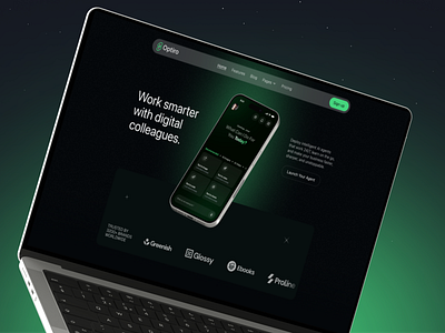 Optiro - AI Agent Website ai ai agent ai agent website ai website darkmode design futureofwork hero landing page optiro productdesign sass tech ui ux web design website
