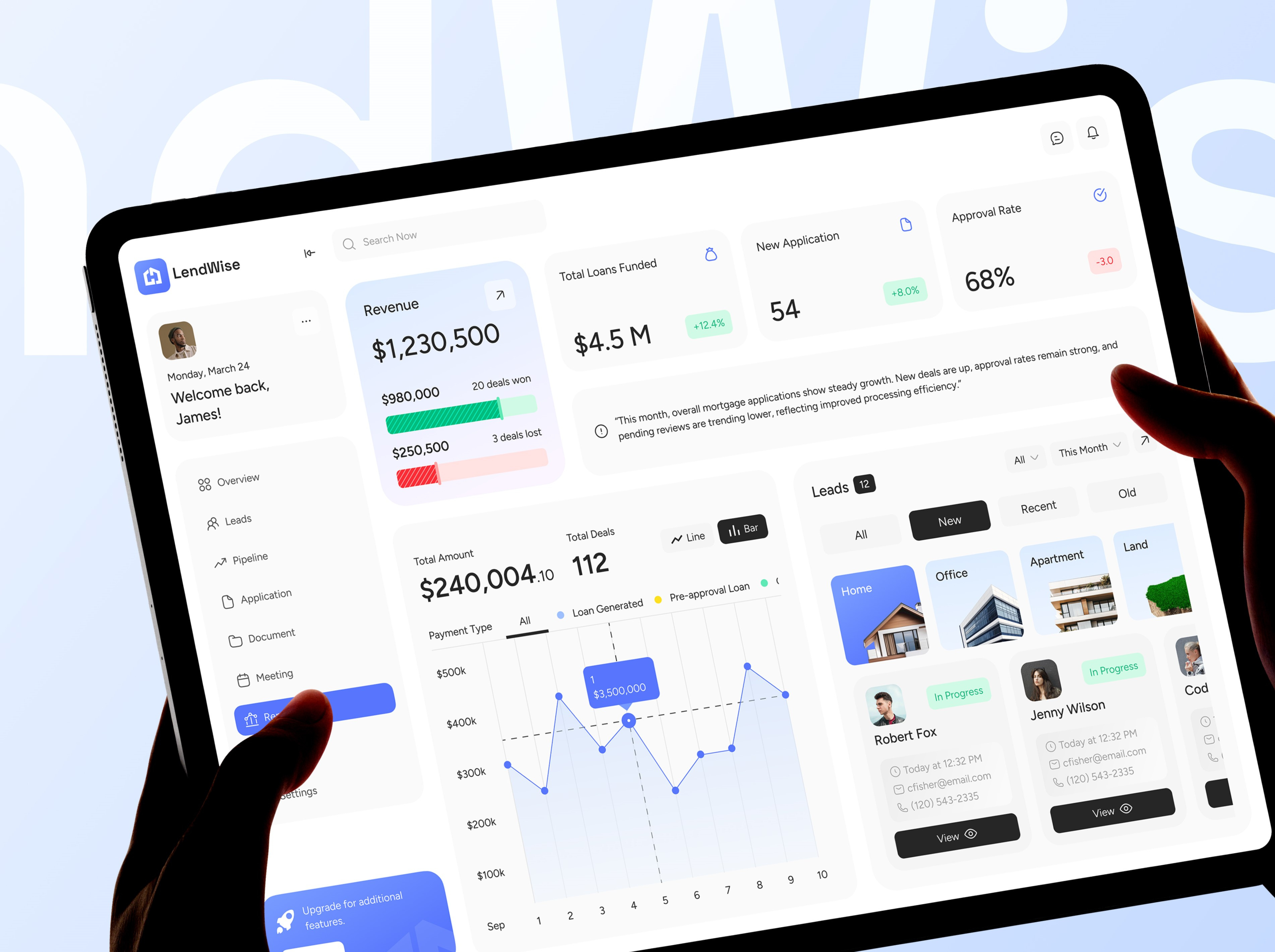 Mortgage CRM Dashboard UX UI Design | Real Estate dashboard dashboard design dashboard ui figma mortgage mortgage broker mortgage dashboard mortgage service property loan real estate real estate mortgage ui ui ux uiux ux
