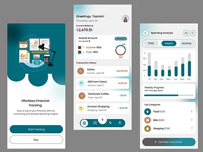 A user-friendly finance tracker app ui