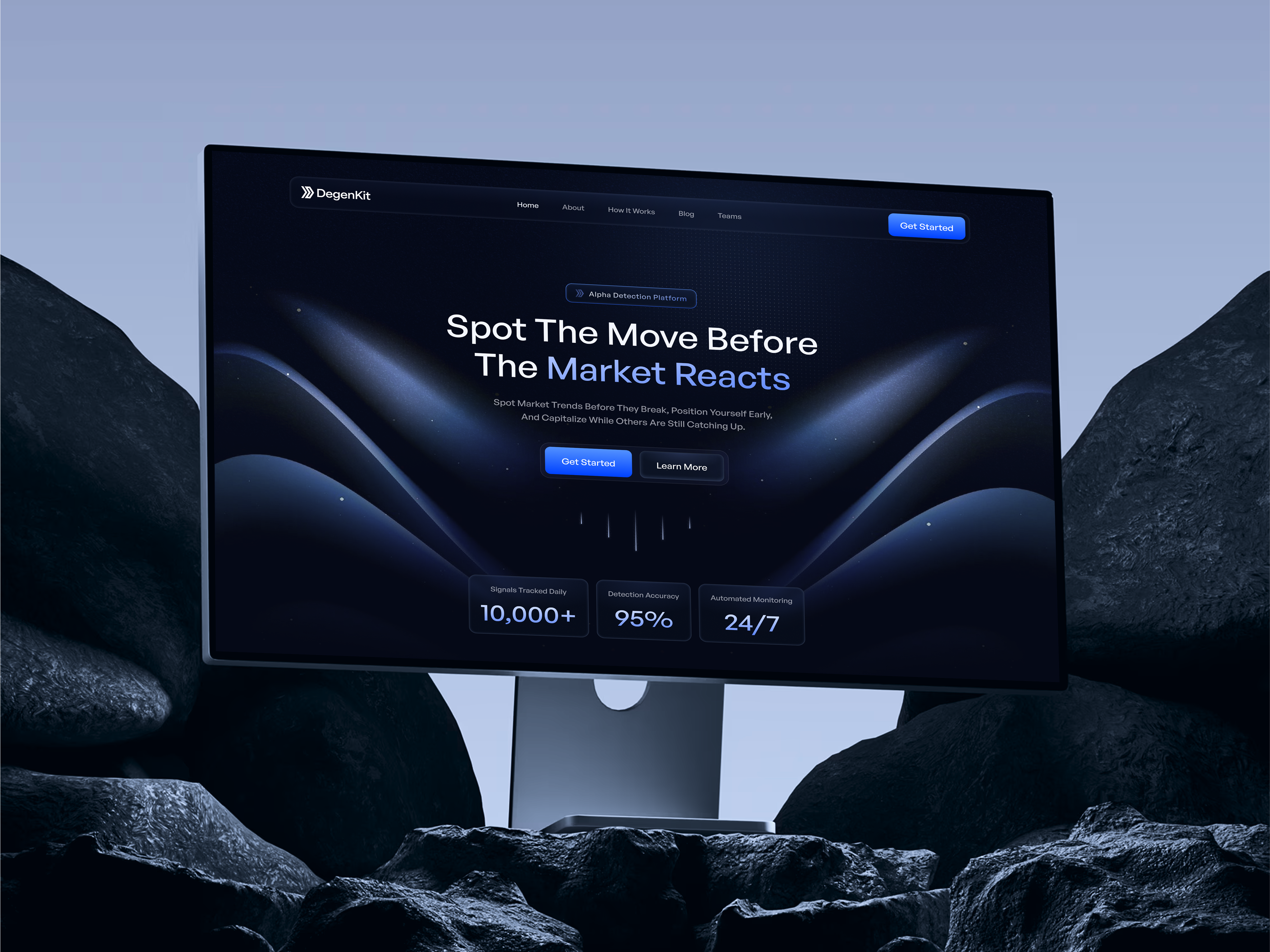 Market Signal Finance & Trading Signal Landing Page clean crypto crypto insights crypto landing page crypto trading crypto treading cryptocurrency dark deisgn finance futuristic dark landing page mockup market market signal meme meme trading smart crypto insights top design trading website website design