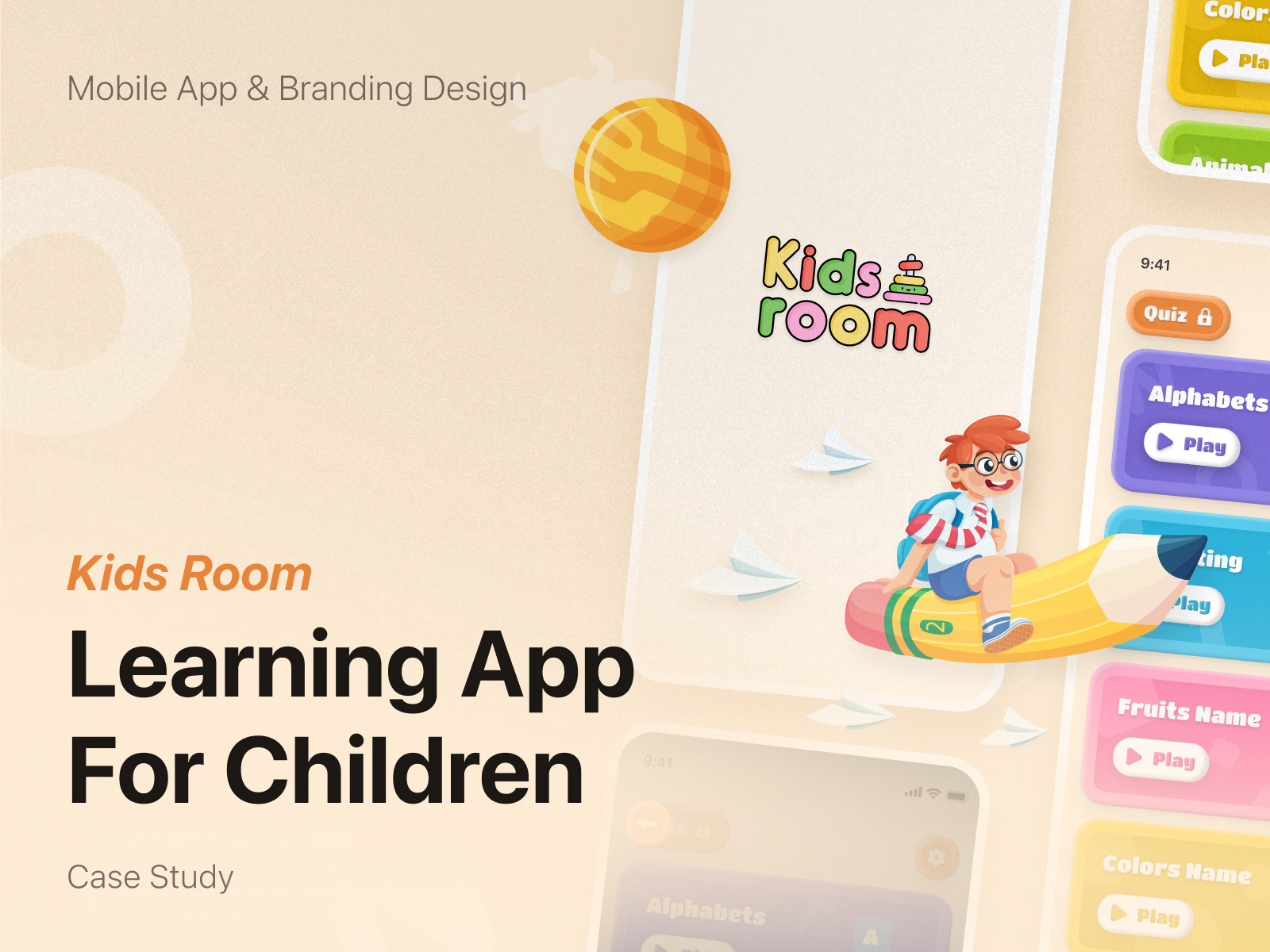 Kids Room – Learning App for Children. app branding design graphic design illustration logo mobile app ui ui design vector