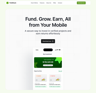 YieldStack design herosection investment ui uiux ux