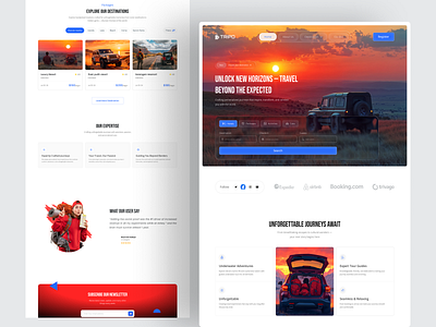 Travel Agency Landing Page / website Design airplane booking booking website clean destination fireart journey landing page modern tour travel travel agency travel agency landing page travel agency website travel platfrom trip uiux website