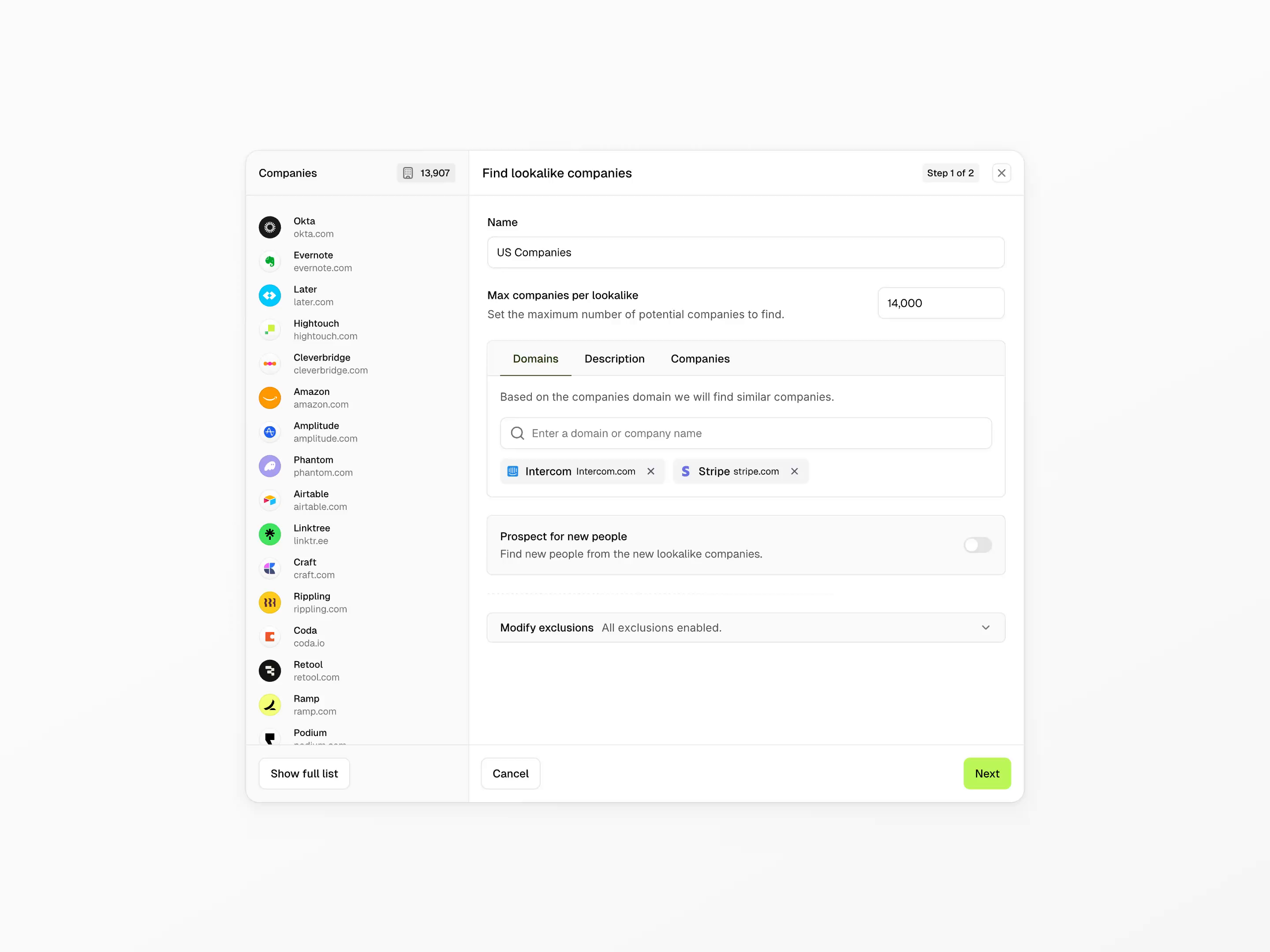 Example of Audience builder
