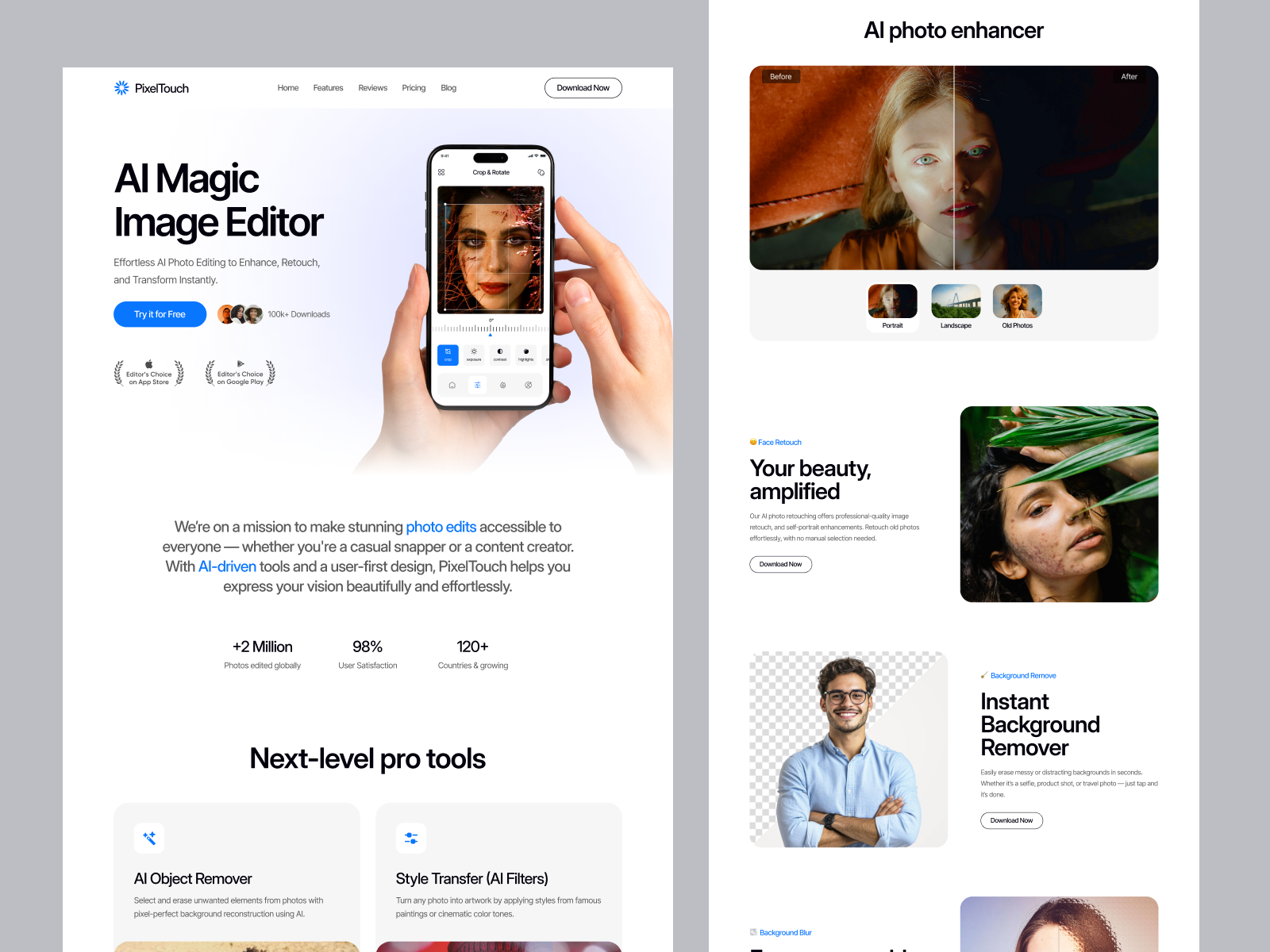 Example of Pixel Touch | Mobile App Landingpage