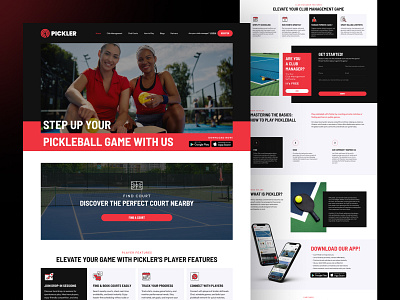 PICKLER - Website Design cleandesign figmadesign landingpagedesign modernui pickleball sportsui sportswebsite uidesign uiux userexperience uxdesign webdesign weblayout websitedesign webui